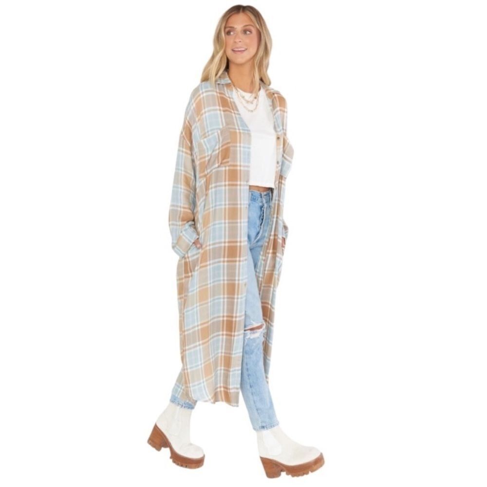 Show Me Your MuMu Plaid Button Down Shirt Dress
